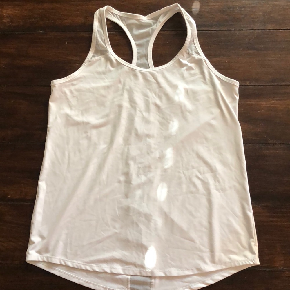 White Fabletics Tank with mesh back